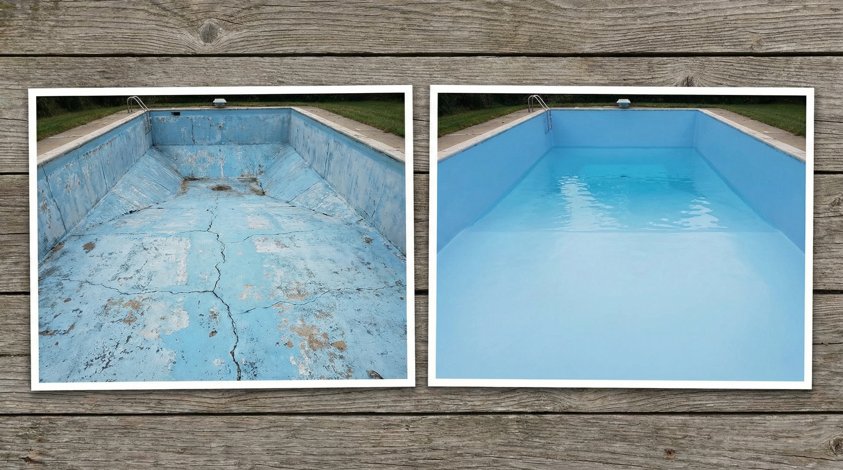 Pool vor und nach Polyurea-Sanierung – Vorher-Nachher Vergleich der Abdichtung